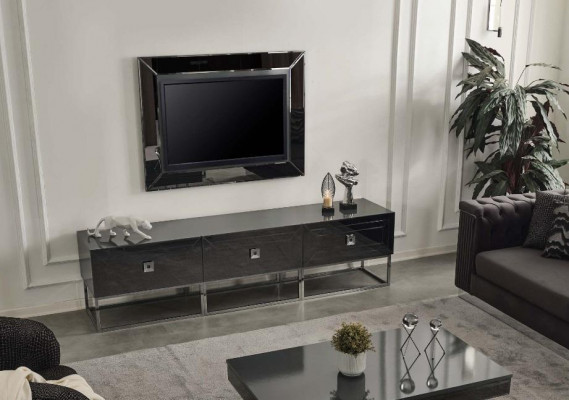Stilvolles Graues Lowboard Designer RTV Holz TV-Schrank Moderne Möbel