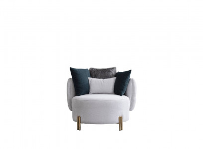 Weißer Textil Sessel Luxus Einsitzer Designer Wohnzimmer Polster Sessel