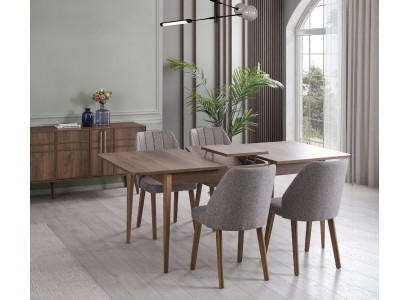 Modern Komplette Essgruppe Esszimmer Esstisch Set 7tlg Esszimmer Braun Holz