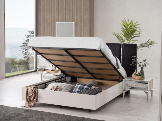 Groß Schlafzimmer Garnitur Doppelbett Bett Holz Set 7tlg Weiß Modern