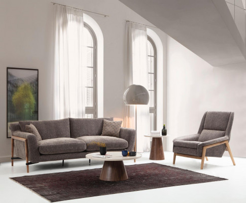 Sofas Sofagarnitur 4 Sitzer Sessel Viersitzer Stoff Wohnzimmer Grau 