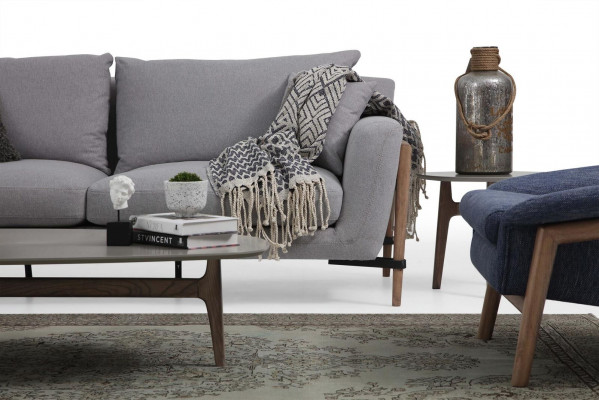 Sofagarnitur 2 Sitzer Sessel Zweisitzer Stoff Sofas Modern Design Grau