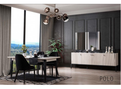 Moderne Esszimmer Garnitur Luxus Schwarze 4x Polster Stühle Esstisch