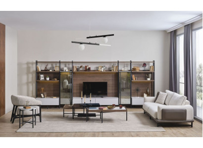 Beige Couchgarnitur 3+1 Sitzer Luxus 3x Couchtische 5tlg Wohnzimmer Set