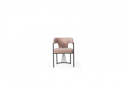 Beiger Designer Stuhl Metallstühle Luxuriöse Esszimmer Polsterstühle