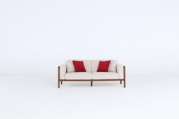 Sofa 2 Sitzer Zweisitzer Modern Stoff Sofas Design Wohnzimmer Neu Weiß
