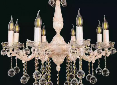  Lüster Deckenleuchter Kronleuchter Beige Deckenlampe Kristall Lampe