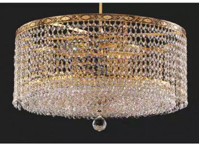 Lüster Deckenleuchter Luxus Gold Kronleuchter Runde Deckenlampe Kristall Art