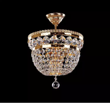 Rund Luxus Lüster Deckenlampe Deckenleuchter Kronleuchter Gold Kristall Art