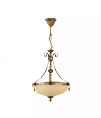 Lüster Deckenleuchter Lampe Deckenlampe Kronleuchter Glas Beige Art