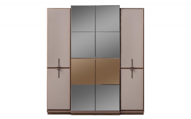 Beiger Schlafzimmerschrank Designer Holz Kleiderschrank Glasschrank Neu