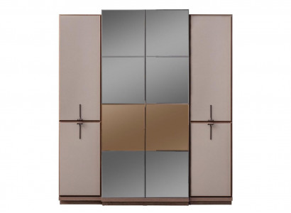 Beiger Schlafzimmerschrank Designer Holz Kleiderschrank Glasschrank Neu