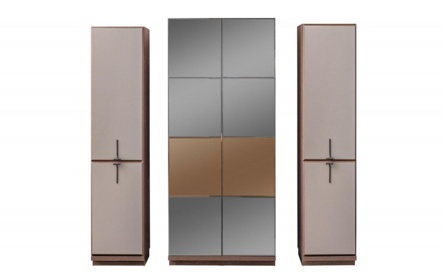 Beiger Schlafzimmerschrank Designer Holz Kleiderschrank Glasschrank Neu