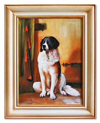 Ölbild Ölbilder Gemälde Bilder Bild Handgemalt Öl mit Rahmen Barock Hund G03587