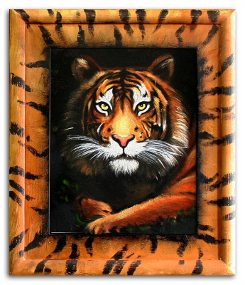 Ölbild Ölbilder Gemälde Bilder Bild Handgemalt Öl mit Rahmen Tiger Afrika G15324