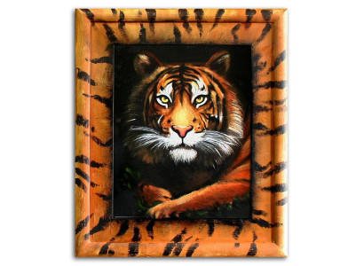Ölbild Ölbilder Gemälde Bilder Bild Handgemalt Öl mit Rahmen Tiger Afrika G15324