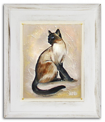 Ölbild Ölbilder Gemälde Bilder Bild Handgemalt Öl mit Rahmen Barock Katze G15533