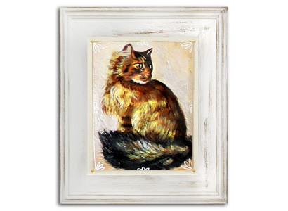 Ölbild Ölbilder Gemälde Bilder Bild Handgemalt Öl mit Rahmen Barock Katze G15535