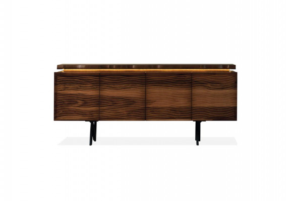 Designer Braune Holz Kommode Luxuriöses Sideboard Esszimmer Holzschrank