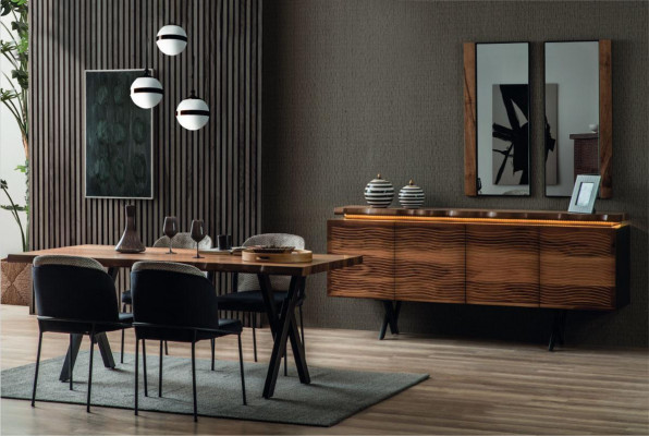 Designer Braune Holz Kommode Luxuriöses Sideboard Esszimmer Holzschrank