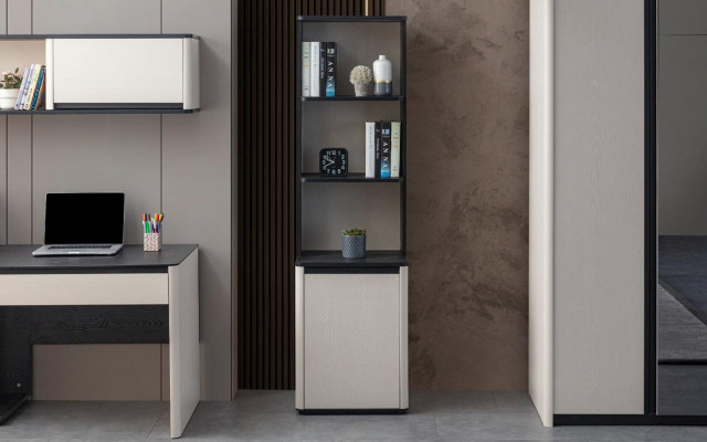 Weiß-schwarzer Bücherschrank Designer Bücherregal Kinder Standregal