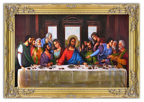 Religion Jesus Abendmahl Handarbeit Ölbild Bild Ölbilder Rahmen Bilder G94013
