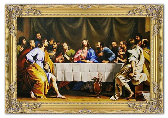 Religion Handarbeit Jesus Abendmahl Ölbild Bild Ölbilder Rahmen Bilder G02539