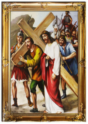 Kreuzigung Jesus Christus Handarbeit Ölbild Bild Ölbilder Rahmen Bilder G01621