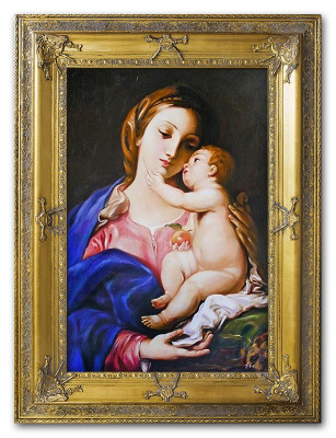 Heilige Maria Jesus Kind Handarbeit Ölbild Bild Ölbilder Rahmen Bilder G02767