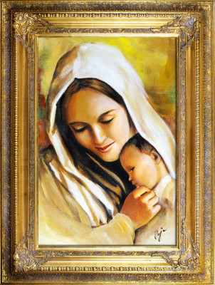 Religion Maria Handarbeit Ölbild Bild Ölbilder Rahmen Bilder G16462