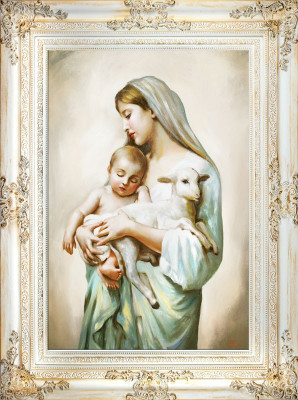 Religion Maria Handarbeit Ölbild Bild Ölbilder Rahmen Bilder G16995