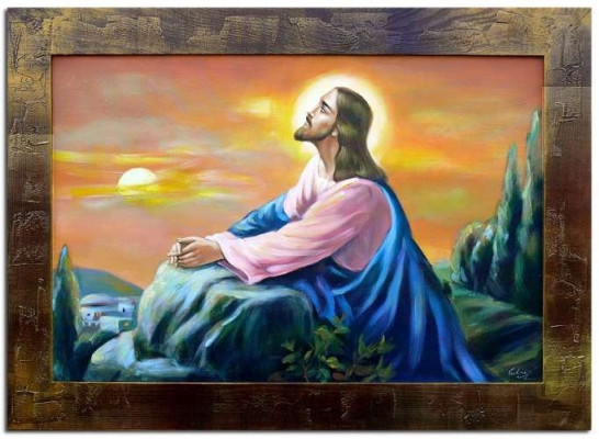 Religion Jesus Christus Handarbeit Ölbild Bild Ölbilder Rahmen Bilder G01604