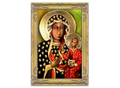 Religion Ikone Maria Handarbeit Ölbild Bild Ölbilder Rahmen Bilder G05359