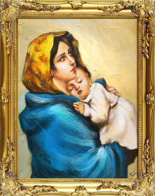 Religion Maria Handarbeit Ölbild Bild Ölbilder Rahmen Bilder G05679