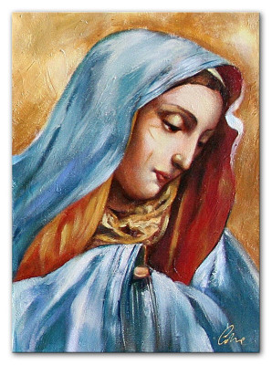 Religion Maria Handarbeit Ölbild Bild Ölbilder Rahmen Bilder G04825