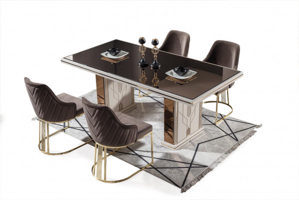 7tlg. Esszimmer Set Esstisch + 4x Stühle + Anrichte + Spiegel Neu Essgruppen