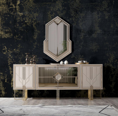 Kommode mit Spiegel Anrichte Sideboards Holz Schrank Möbel Kommoden Neu