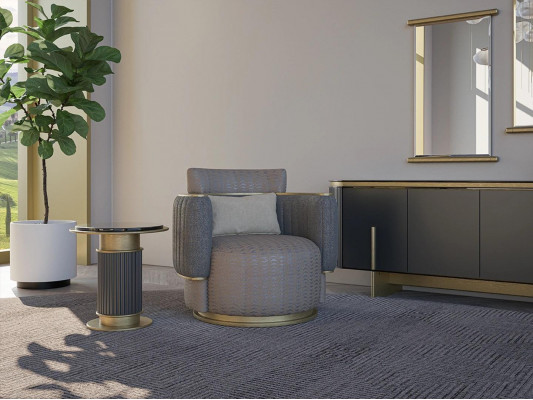 Wohnzimmer Einrichtung Grau Sessel Polster Textil Modern Polstermöbel Neu