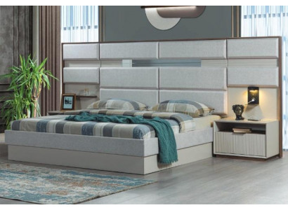 Weiße Schlafzimmer Möbel Designer Doppelbett Luxus 2x Holz Nachttische