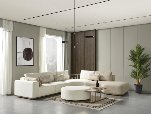 Weißes Modernes Ecksofa L-Form Couch Luxus Polstersofa Wohnzimmermöbel