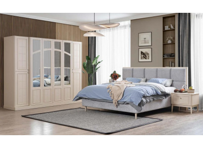 Schlafzimmer Set Luxus Komplettes Bett 2x Nachttisch Kleiderschrank Modern 4tlg