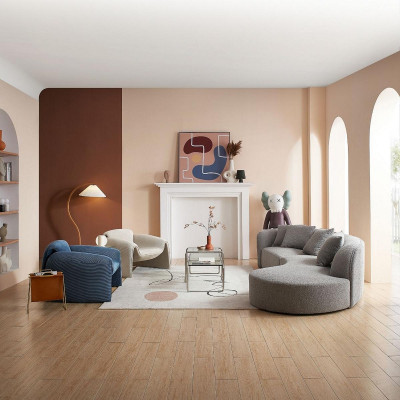 Grauer Fünfsitzer Luxus Sofa Große Wohnlandschaft Moderne Möbel Neu