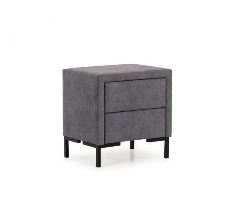 Schlafzimmer Set Grau Bett Elegantes 2x Nachttische Komplett Set Schön 3tlg.