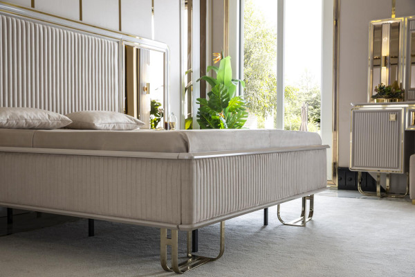 Bett Weiß Schön Design Modern Doppel Betten Schlafzimmer Elegantes Möbel Neu