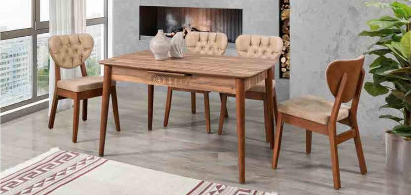 Beige Esszimmer Garnitur Luxus Set 4x Stühle Chesterfield Neu
