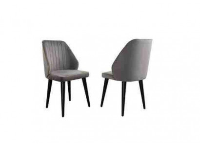 Grauer Esszimmer Stuhl Luxus Einsitzer Textilmöbel Designer Modell Neu