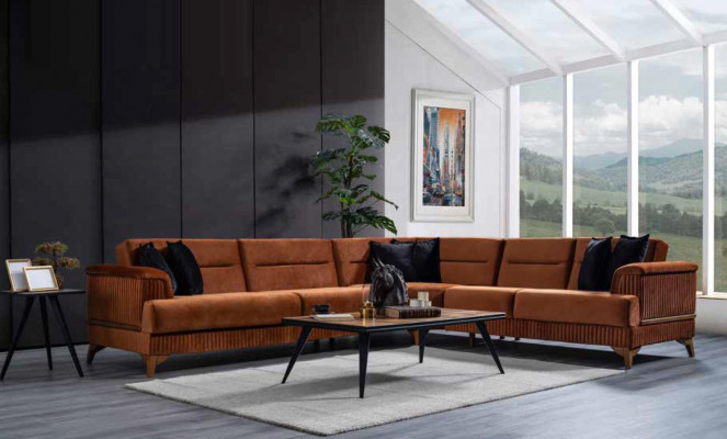 Designer Sofa Ecksofa Textil Wohnzimmermöbel Sofa L-förmige Sofas Neu