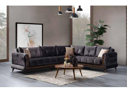 Graues modernes Sofa Ecksofa Textilmöbel bequemes Sofa L-Form neu