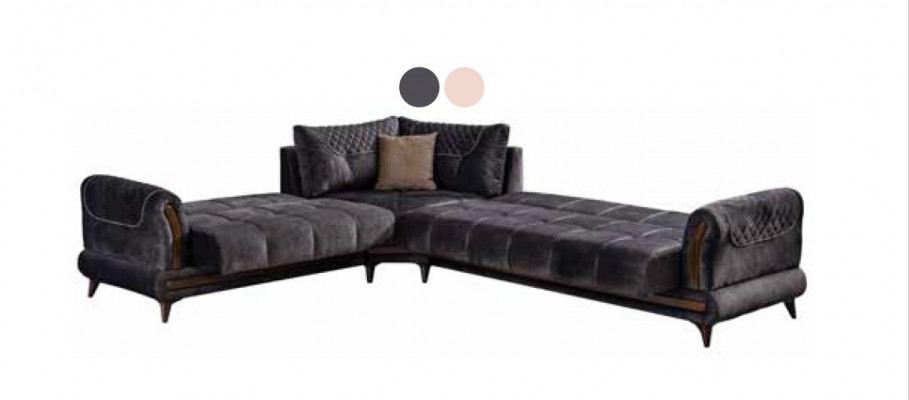 Graues modernes Sofa Ecksofa Textilmöbel bequemes Sofa L-Form neu