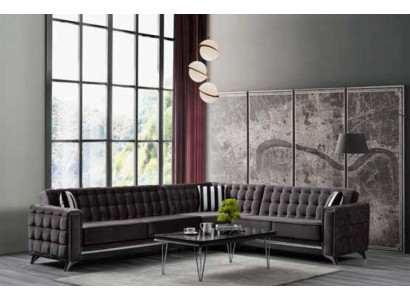 Ecksofa in Grau Textilmöbel Bequemes L-förmiges Sofa Modernes neu